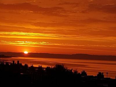 Sunset over the rooftops in Portobello Edinburgh