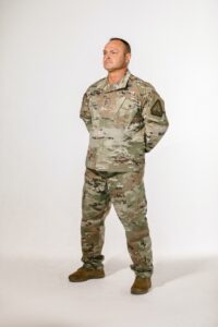 Someone standing with a typical military posture