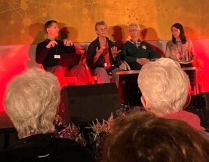 Photo of me talking during the Panel Question discussion about pain science at Dublin International Alexander Technique Congress